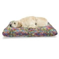 thumbnail image 1 of Skull Pet Bed, Skull and Crossed Pirate Flags Jolly Roger Inspired Pattern Colorful Design Print, Resistant Pad for Dogs and Cats Cushion with Removable Cover, 24" x 39", Multicolor, by Ambesonne, 1 of 4
