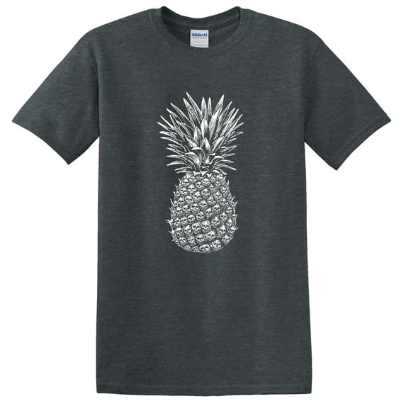 Skull Pineapple Retro Style T-Shirt Dark Heather 2XL