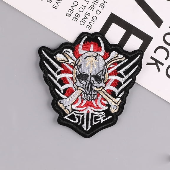 Skull Pirate Computerized Embroidery style Cloth Iron on/Sew on Patches Appliques Badges for Clothes Dress Hat Jeans DIY Decorations for Red 87x86mm