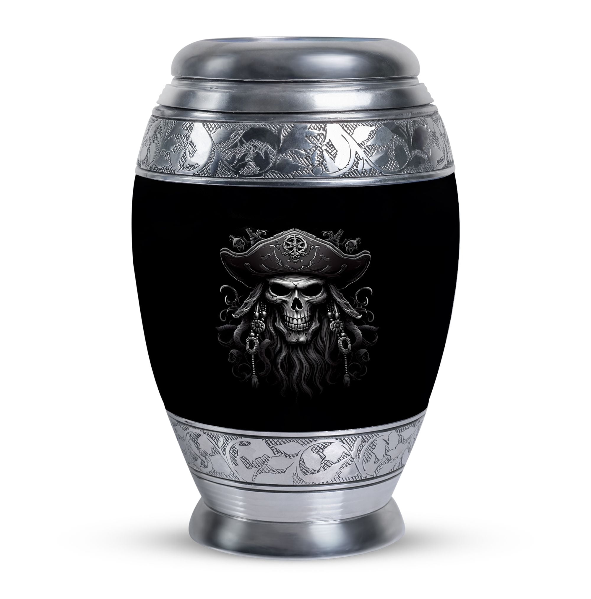 Skull Pirates Logo Tattoo Tshirt Cremation Keepsakes For Ashes - Burial Urns - Cremation Urn Human Ashes - Urns For Human Ashes Adult Female Mom - Small Urn For Ashes Keepsake (Size -3inch, 1Pcs)