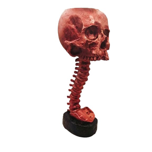 Skull Planter & Spine Stand, Resin Skeleton Flower Pot, Gothic Spooky Halloween Home Decor, Horror Skull Decor, Candy Bowl, Halloween Decorations for Home Indoor Outdoor Decor