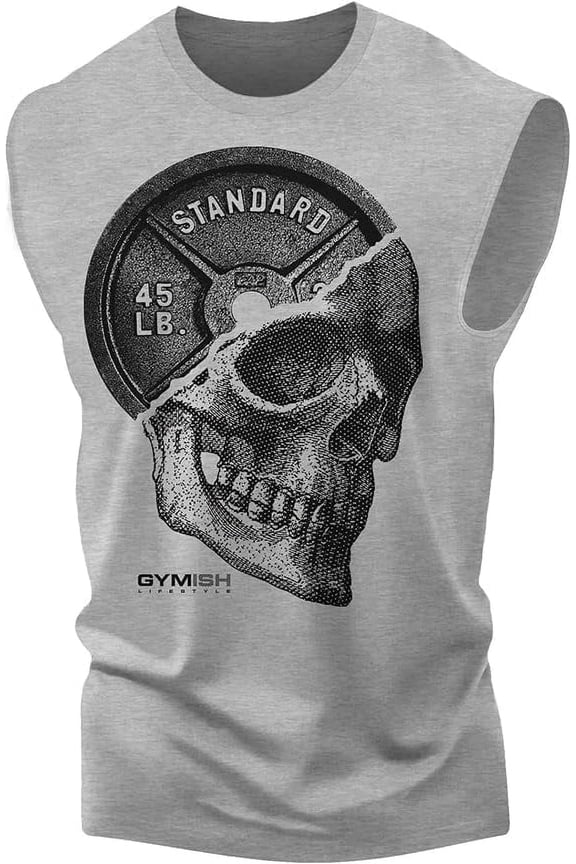 Skull Plate Tank Top for Men – Weightlifting Workout Shirt for Gym and Fitness