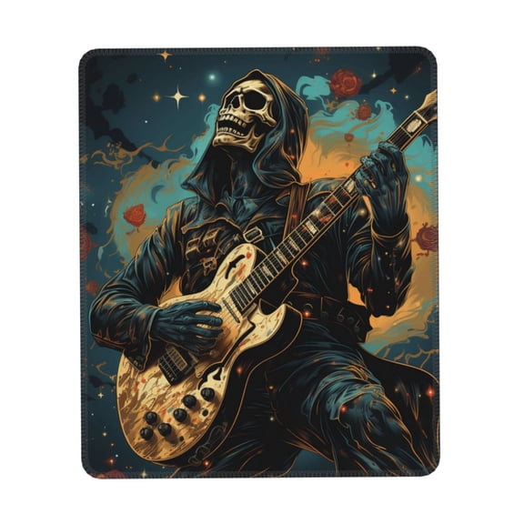 Skull Playing Guitar Heavy Metal Rock Skeleton Gaming Mouse Pad 8.3 x 10.3 in Rectangle Computer Mousepad Mat Non-Slip Rubber Base for Office Laptop PC