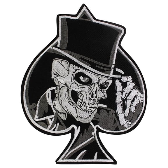 Skull Poker Patches Iron-On Embroidery Skull Patch Motorcycle Rider Decorative Badges Leather Jacket Backpacks 1 Piece