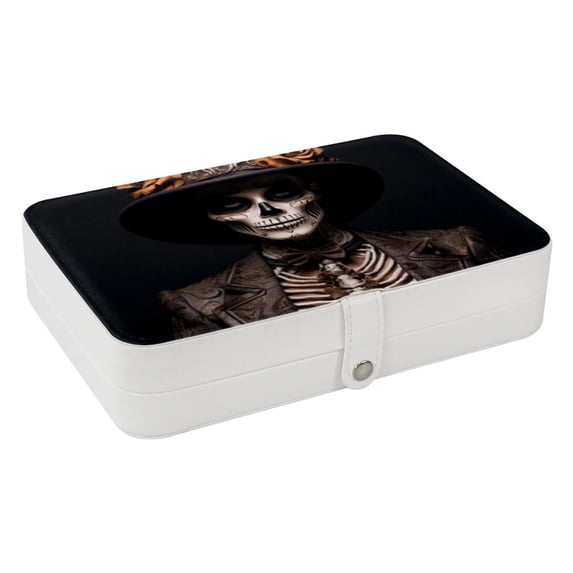 Skull Portable PU Leather Organizer Box with Removable Compartment for Jewelry Display and Storage - Jewelry Boxes Included
