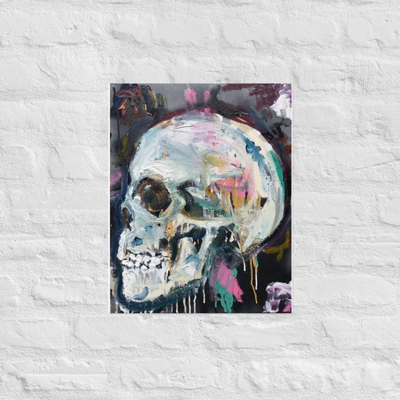 Skull Print Poster, Gothic Office Decor, Unframed Paper Poster 8x10in
