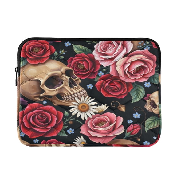 Skull Printed Laptop Sleeve 13-14 Inch Computer Bag & Laptop Case for Women Men with Zippe for Work Travel