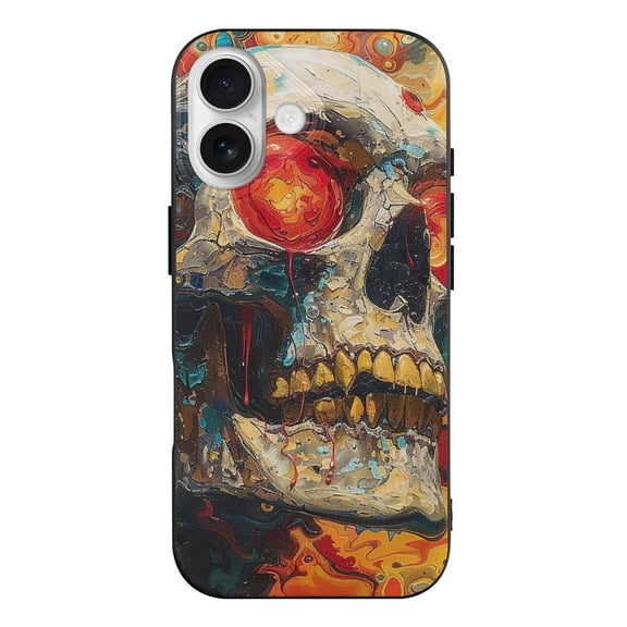 Skull Psychedelic Red Eyes Black TPU Case for iPhone 17 Slim Shockproof Protective Phone Cover
