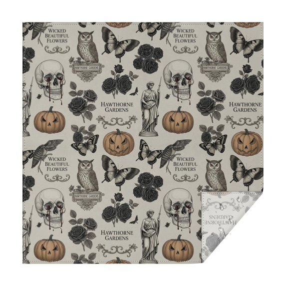 Skull and Pumpkin Gothic Pattern Square Tablecloth, Waterproof Wipeable Spillproof Washable Table Cover for Home Kitchen Party and Daily Decor 60"x60"