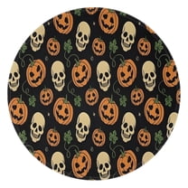 Skull Pumpkin Halloween Pattern Round Blanket,Comfortable Soft Flannel Throw Blanket,All Season,Warm Lightweight Blankets for Sofa Bed Couch Living Room Chair 47"x47"