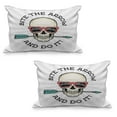 thumbnail image 1 of Skull Quilted Pillowcover Set of 2, Hipster Skull with Punk Sunglasses and Arrow in Mouth Dead Vibes in Retro Graphic, Standard Queen Size Pillow Cover for Bedroom, 30" x 20", Multicolor, by Ambesonne, 1 of 1