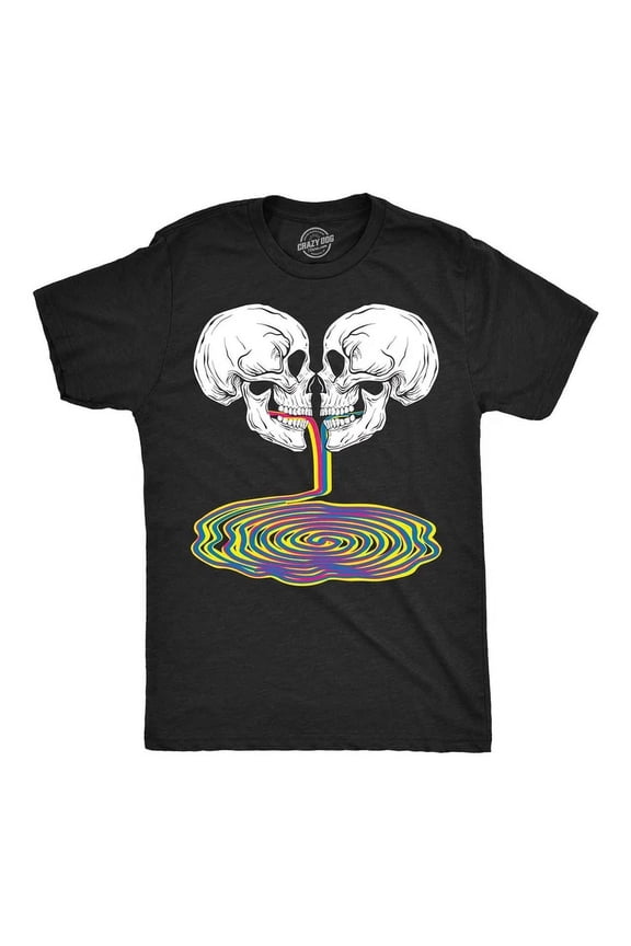Skull Rainbow Puddle Dark Colorful Graphic T-Shirt