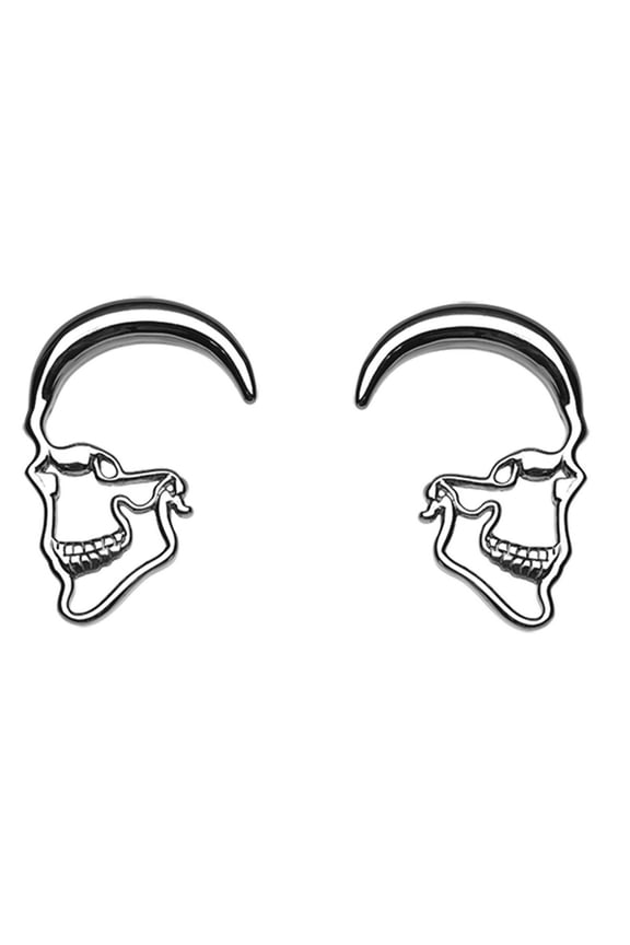 Skull Ray Steel Ear Gauge Hanging Tapers (Sold as a Pair) 6 gauge