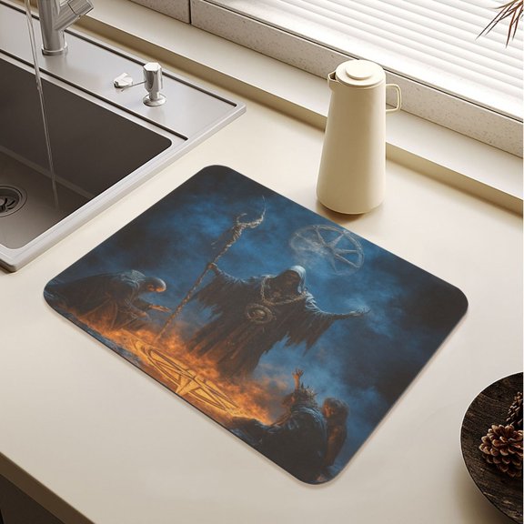 Skull Reaper Drying Mat Diatomaceous Earth Super Absorbent Non-slip Rubber Sole Heat Resistant 230 Degrees Fahrenheit 15.711.8in