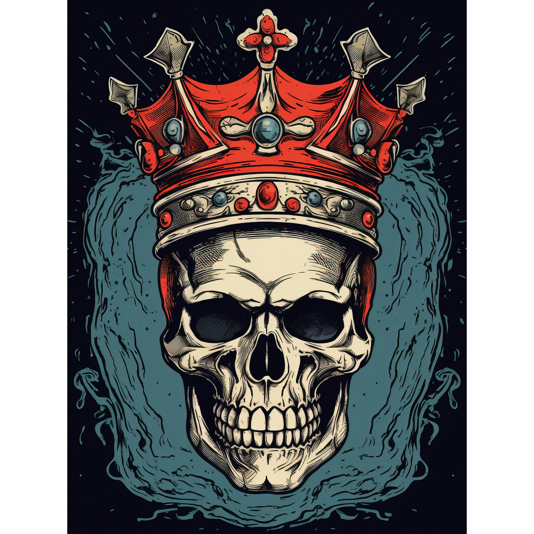 【激安】 Crown Red Skull Old Rockabilly Body Ink Tattoo USA School 額縁