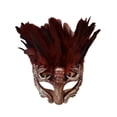 thumbnail image 1 of Skull Red Feather Masquerade Mardi Gras Men's Mask, 1 of 5