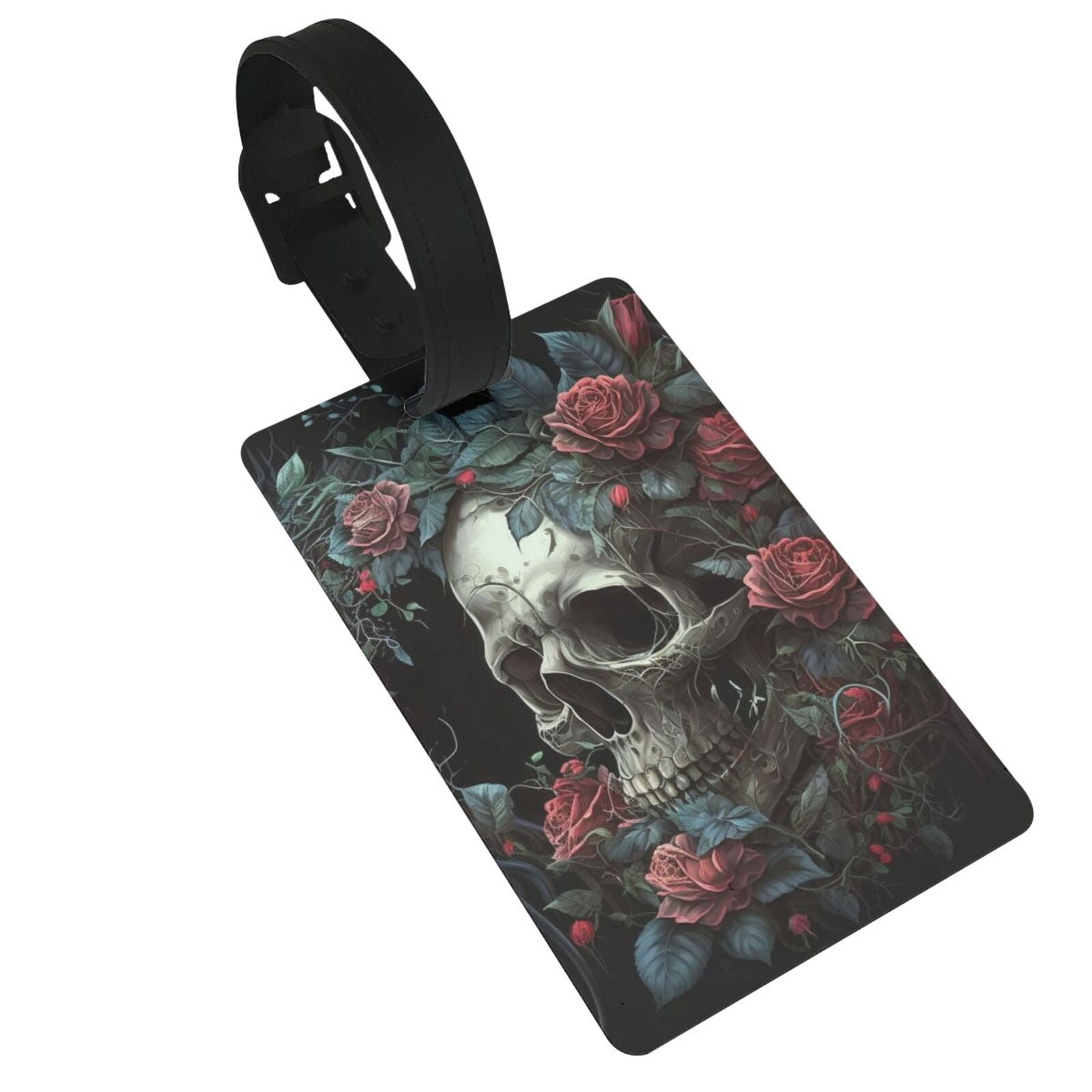 Skull Red Roses Cool Luggage Tags Suitcases ID Baggage Identifier Card ...