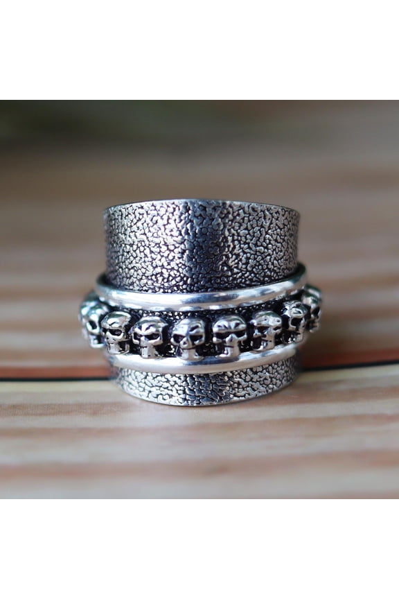 Skull Ring, 925 Silver Ring, Fidget Ring, Biker Jewelry, Gothic Ring, Punk Style Ring, Silver Skull Ring, Unisex Ring, Rocker Style Jewelry