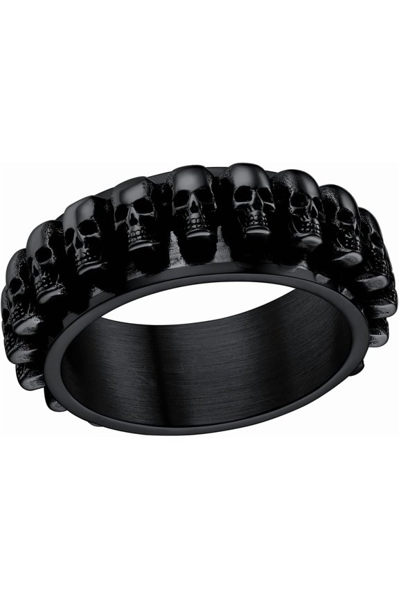 Skull Ring, Skeleton Ring, Biker Ring for Cocktail Party, Gothic Fashion Rings with Skull, Size 7-14,Stainless/Black/Gold Color