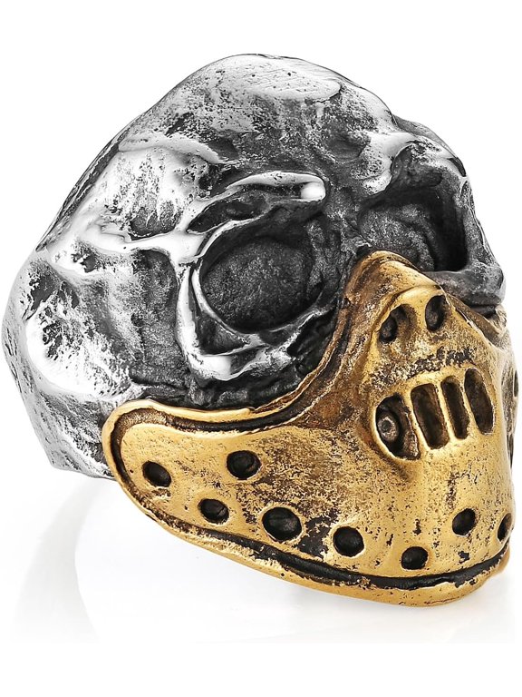 Skull Ring for Men Chunky Stainless Steel Gothic Ring Jason Mask Ring Halloween Jewelry Gift