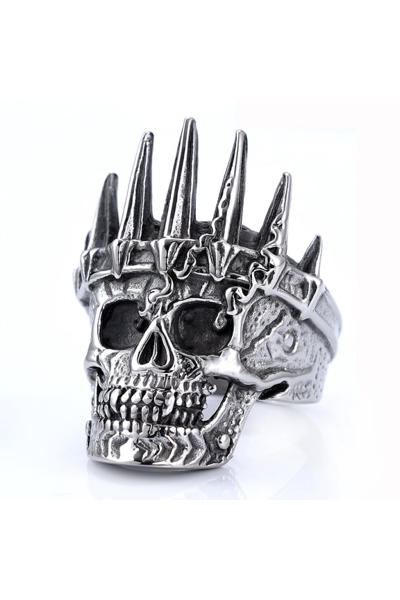 Skull Rings14K White Gold Men's Skulls Ring Simple Skeleton Punk Rock Party for Rider Male Friend Jewelry Best Gift