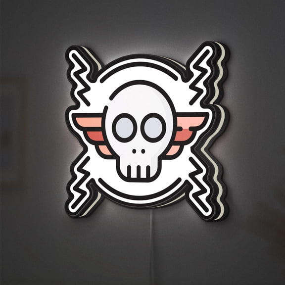 Skull & Rock 3D Novelty Light Box for Concert Venues, Gothic Decor, Ideal for Metalheads (Width 8 inch, 20cm)