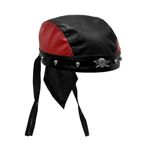 Skull Rocker Hip-Hop Bandana Head Wrap Du Doo Do Rag Hat Black Red Splicing Cap Men