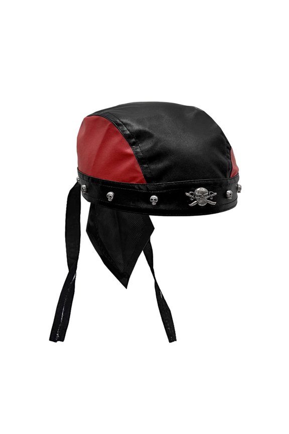 Skull Rocker Hip-Hop Bandana Head Wrap Du Doo Do Rag Hat Black Red Splicing Cap Men