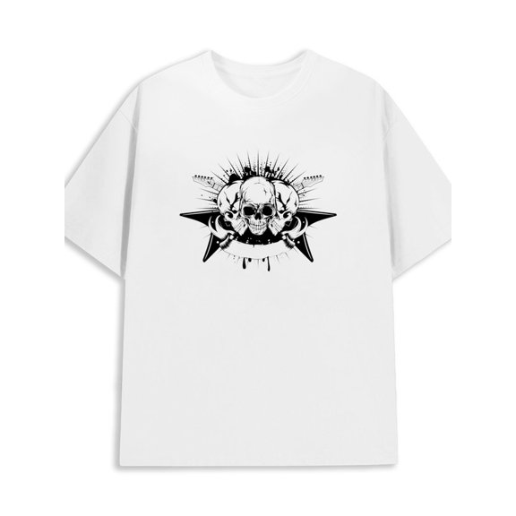 Skull Rockstar Tee men's 180G 100% Cotton white Original Unisex Shirt Short Sleeve tshirts Original Unisex Shirt Graphic tshirts Casual Unisex Shirt Crewneck tshirts