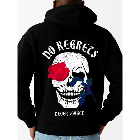 Skull Rose Regret sweatshirt skeleton for men machine washable black autumn and winter season elegant fire idk Trendy Unisex Shirt Crewneck tshirts Fashion Unisex Shirt Cotton tshirts