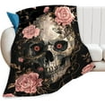 thumbnail image 1 of Skull Roses Blanket Skull Gifts for Women men Women Men Users Adults Soft Flannel Fleece Blanket for Couch Sofa ​Bed Home Decor 50"x60", 1 of 8