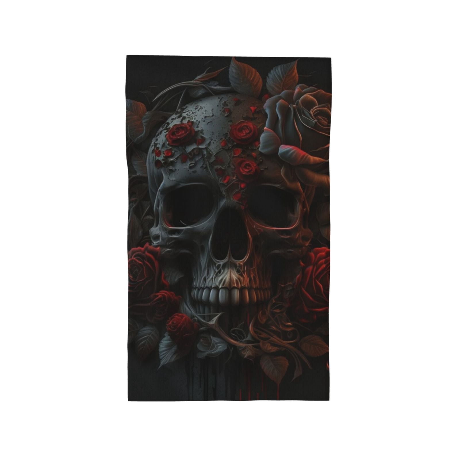 Skull Roses Cool Art Black 27.5" x 16" Ultra Soft Hand Towel, Face Wash Cloth for Bathroom, Gym, Travel, Pool