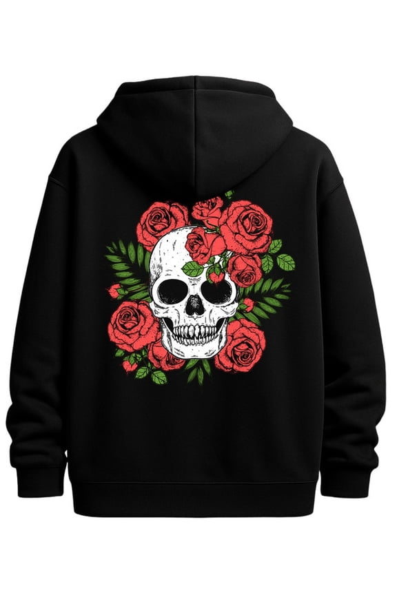 Skull Roses Hoodie hoodies & sweatshirt fire skeleton for men funny hoodies black Clothing For Autumn Winter streetwear 3d fire Trendy Unisex Shirt Cotton tshirts