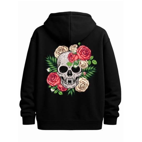 Skull Roses Hoodie sweatshirt skeleton men graphic hoodies black Warm, suitable for casual wear, perfect for outdoor activities aesthetic fire 3d Basic Unisex Shirt Printed tshirts