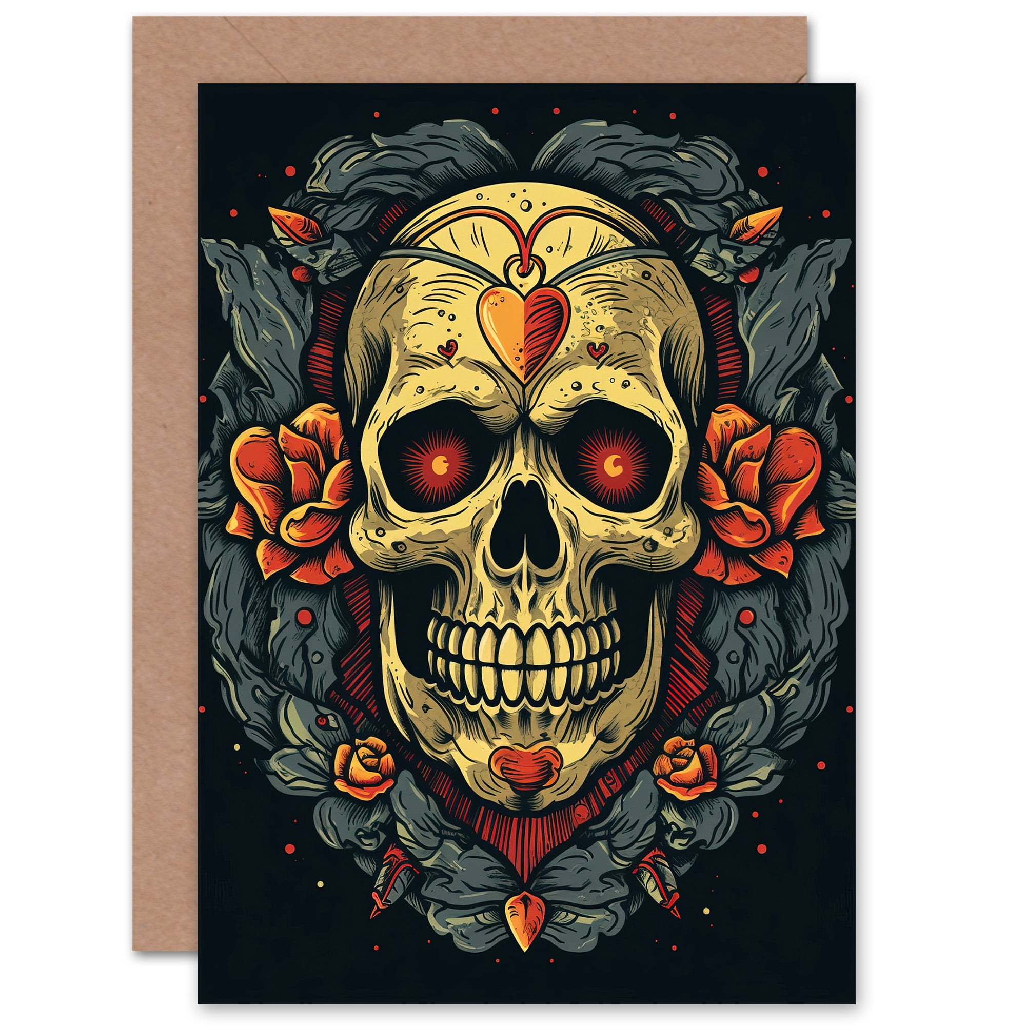 Artery8 Grußkarte „Skull Punk“ – Blanko, 17,5 X 12,5 Cm, Für Musikfans, Geburtstag & Dank