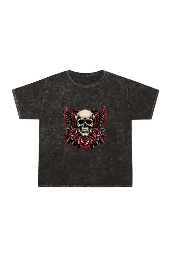 Skull & Roses Mineral Wash Graphic Tee