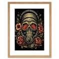 thumbnail image 1 of Skull Roses and Gas Mask Tattoo Ink Body Art Rockabilly Americana 50s Artwork Framed Wall Art Print 9X7 Inch, 1 of 5