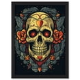 thumbnail image 1 of Skull Roses and Heart Tattoo Ink Body Art Rockabilly Americana 50s Artwork Framed Wall Art Print A4, 1 of 4
