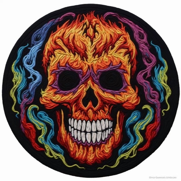 Skull Round Latch Hook Kits Rug Crochet Hook Cushion Making Kits with Preprinted Pattern Canvas Instruction Yarns Easy Starter Christmas Decoration Hooking DIY Kits 60x60cm(d175)