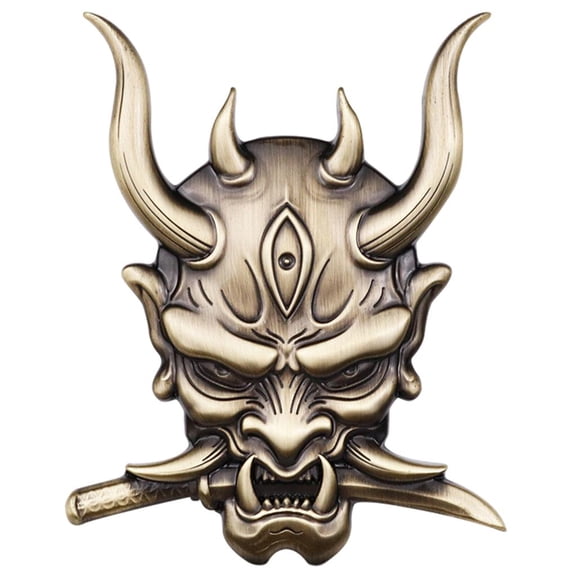 Skull Samurai Sticker Zinc Alloy Metal Decal Suitable for Vehicle Car Tuning , Golden