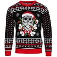 thumbnail image 1 of Skull Santa Claus Bones Lights and Snowflakes Knitted Ugly Christmas Sweater Multicolor, 1 of 7
