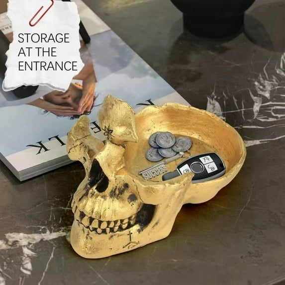 Skull-Shaped Eyeglass Stand And Decorative Storage Bowl, Unique Mysterious Design Adds Charm To Home And Office Decor, Practical For Holding Eyeglasses Keys Coins Small
