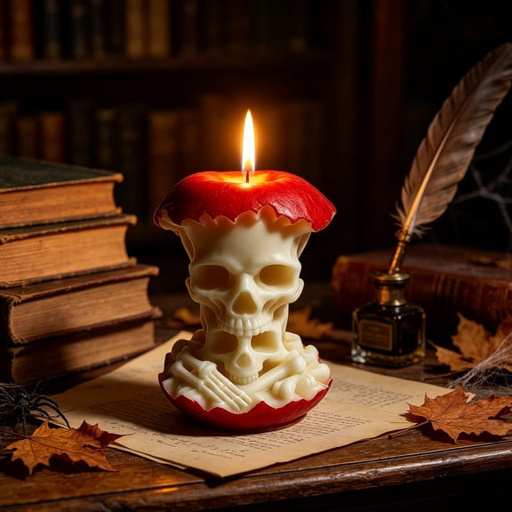 Skull-Shaped Fruit Scented Candles, Funny Halloween Party Decorations, Spooky Holiday Gift for Home, Macabre Atmosphere Setting, Soy Wax Blend, 3-Wick Glowing Skull, Conversation Piece​, Red
