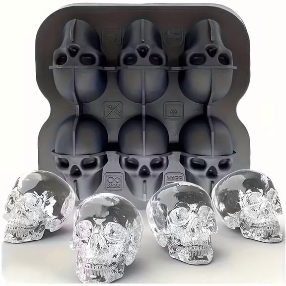 Skull Shaped Ice Cube Mold - BPA Free Silicone Ice Tray for Creative Drinks and Party Decor