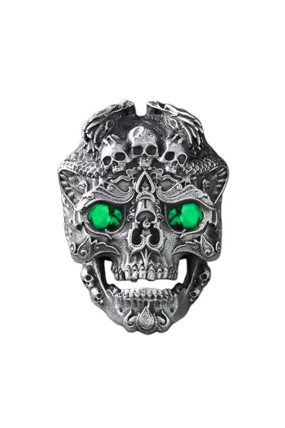 Skull Shaped Opening Rings Eye Catching Skull Adjustable Finger Rings Alloy Open Rings Suitable for Punk Party