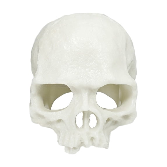 Skull‑Shaped Reptile Hideout Cave, Burr‑Free Aquarium Shelter Ornament, Elevated Drain‑Base Terrarium Decor, Multi‑Use Rest House for Turtles Lizards Geckos Snakes White