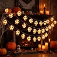 thumbnail image 1 of Skull Shaped String Lights, Warm White Halloween LED Decorative Lights, Spooky Ambient Light Strings, Battery Powered Waterproof Lighting for Indoor Halloween Party Home Decor (59in 10 Lights), 1 of 6
