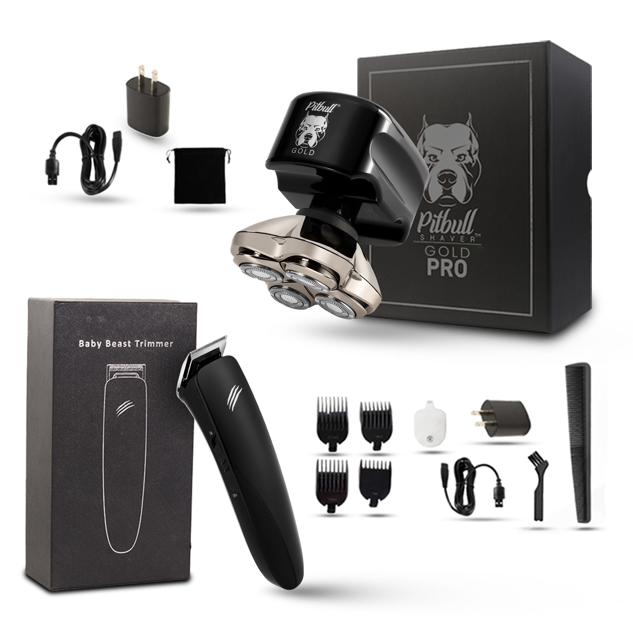 Skull Shaver Pitbull Gold PRO Electric Razor & Baby Beast Skull Shaver Pitbull Gold PRO Electric Razor & Baby Beast