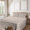 thumbnail image 1 of Ambesonne Skull Fitted & Flat Sheet with Sham 3 Pcs Set, Damask Rococo Goth Vibe Motif, Twin XL, Ivory Cocoa and Pale Brown, 1 of 1