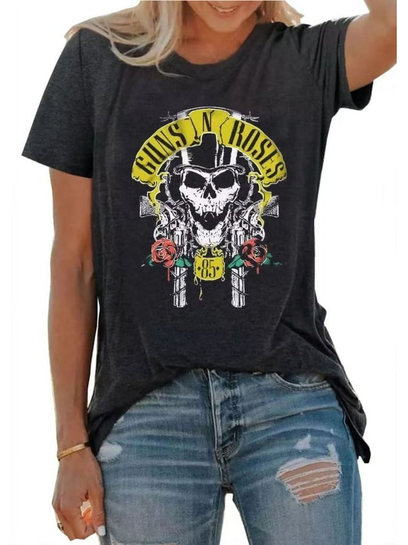 Guns N' Roses Women's Vintage Band Tee: Funny Skeleton